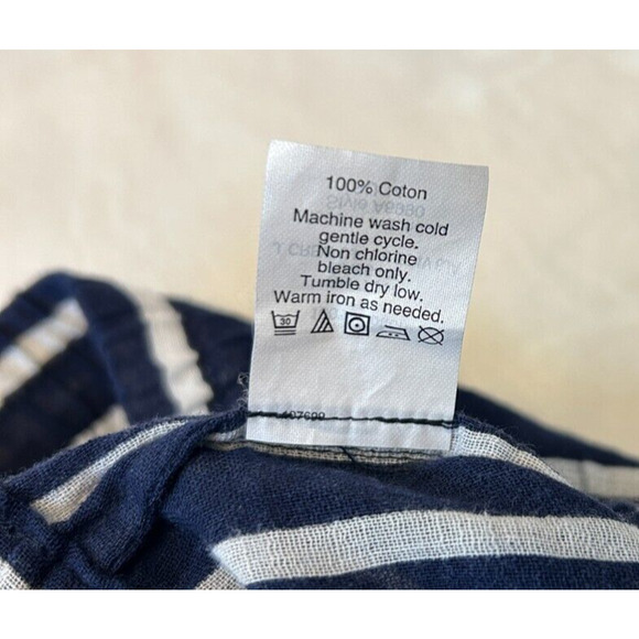 J Crew Women's Pull-On Cotton Drawstring Pant Size L Blue Striped Pockets Beach - Picture 8 of 9